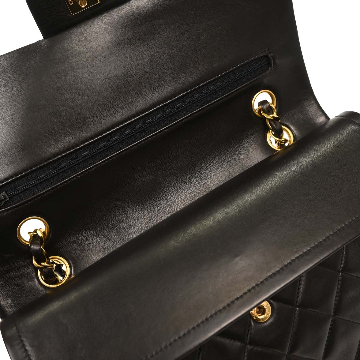 Chanel 1991-1994 Black Lambskin Medium Classic Double Flap Shoulder Bag