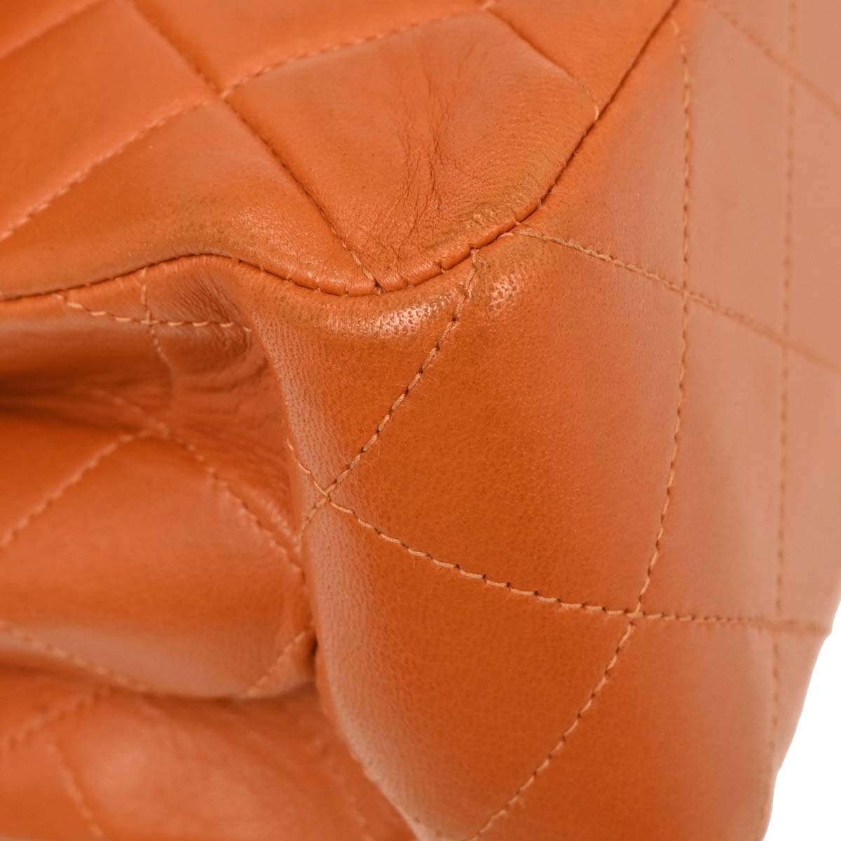 Chanel Orange Lambskin Double Sided Flap Handbag