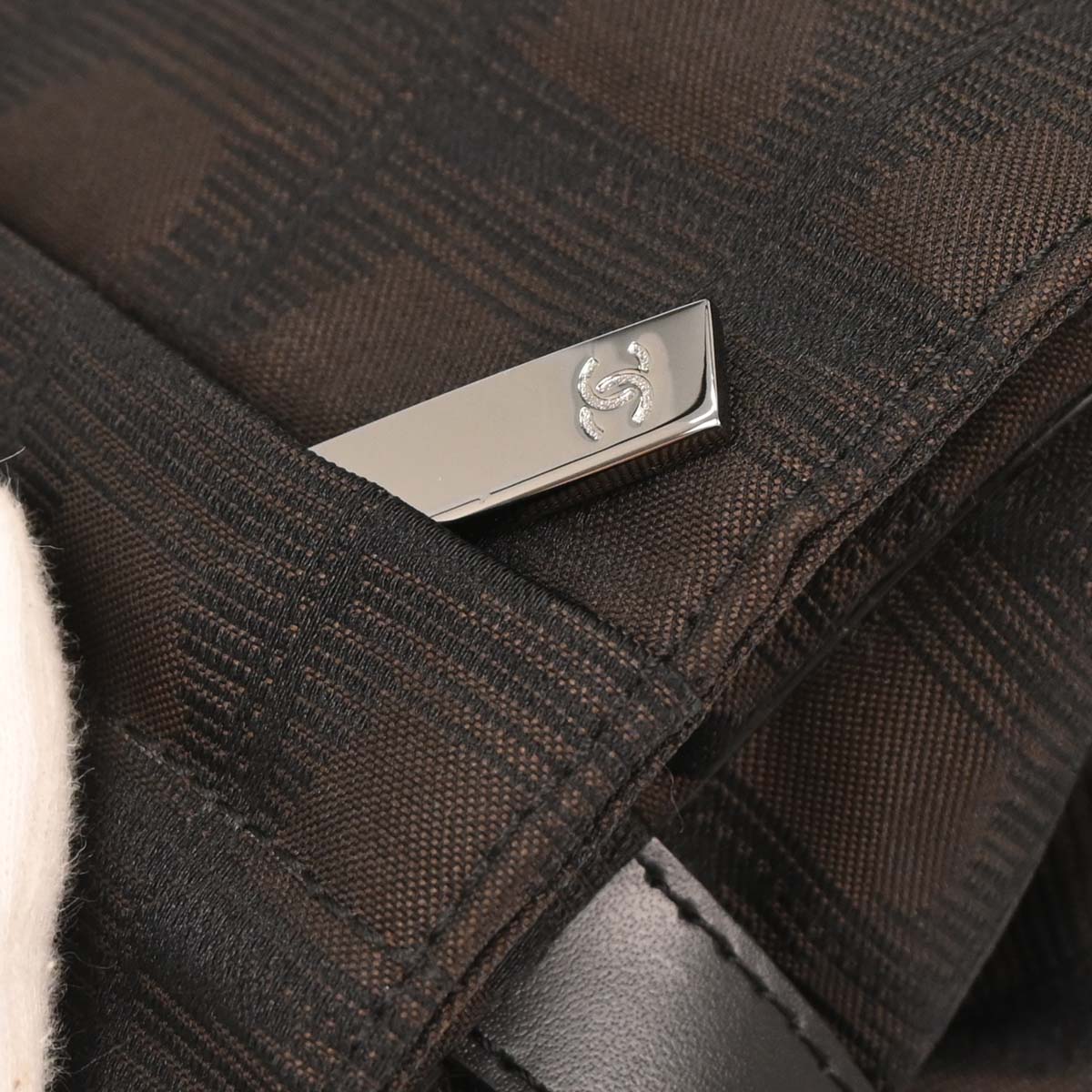 Chanel Brown Jacquard Nylon New Travel Line Shoulder Bag