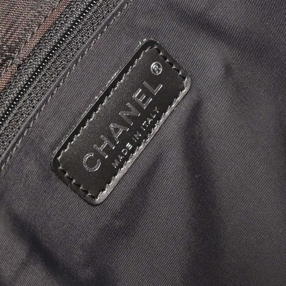 Chanel Brown Jacquard Nylon New Travel Line Shoulder Bag