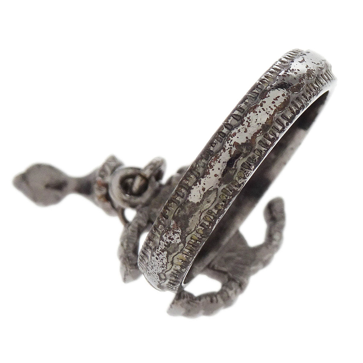 Chanel Ring Silver Dangle CC #50 A12A