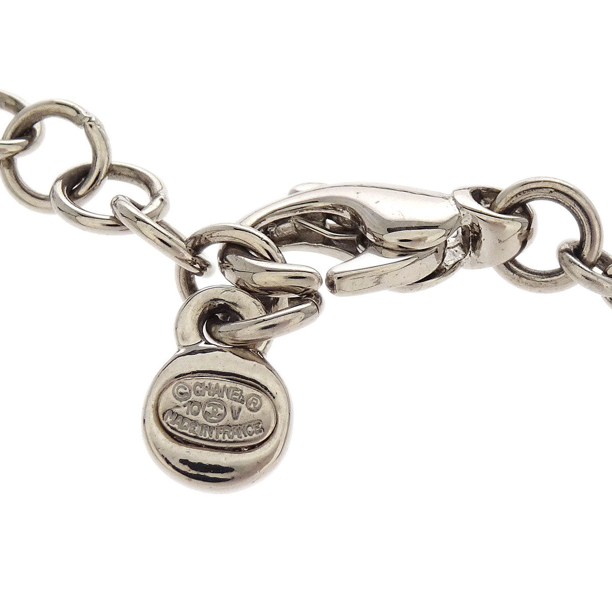 Chanel Necklace Pendant Rhinestone Silver 10V