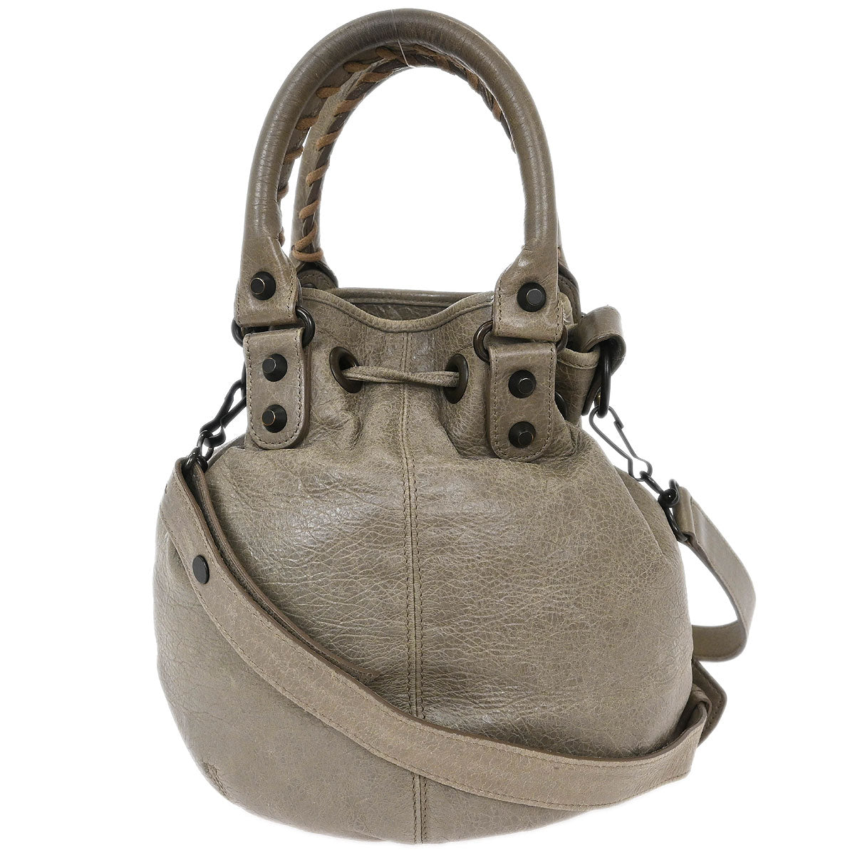 Balenciaga Gray Classic Mini Pompon 2way Shoulder Handbag