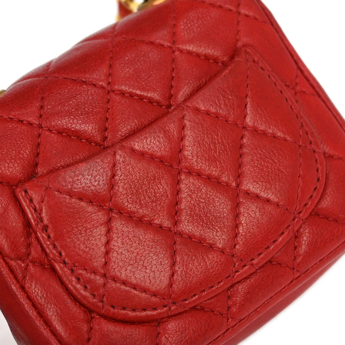 Chanel Red Lambskin Classic Flap Micro Bum Belt Bag