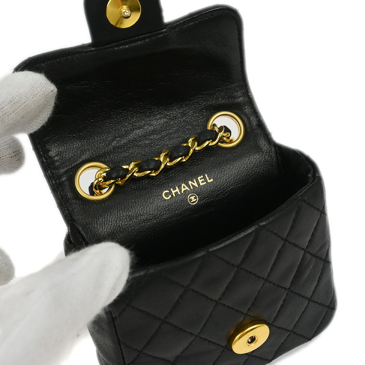 Chanel Black Lambskin Classic Flap Micro Bum Belt Bag