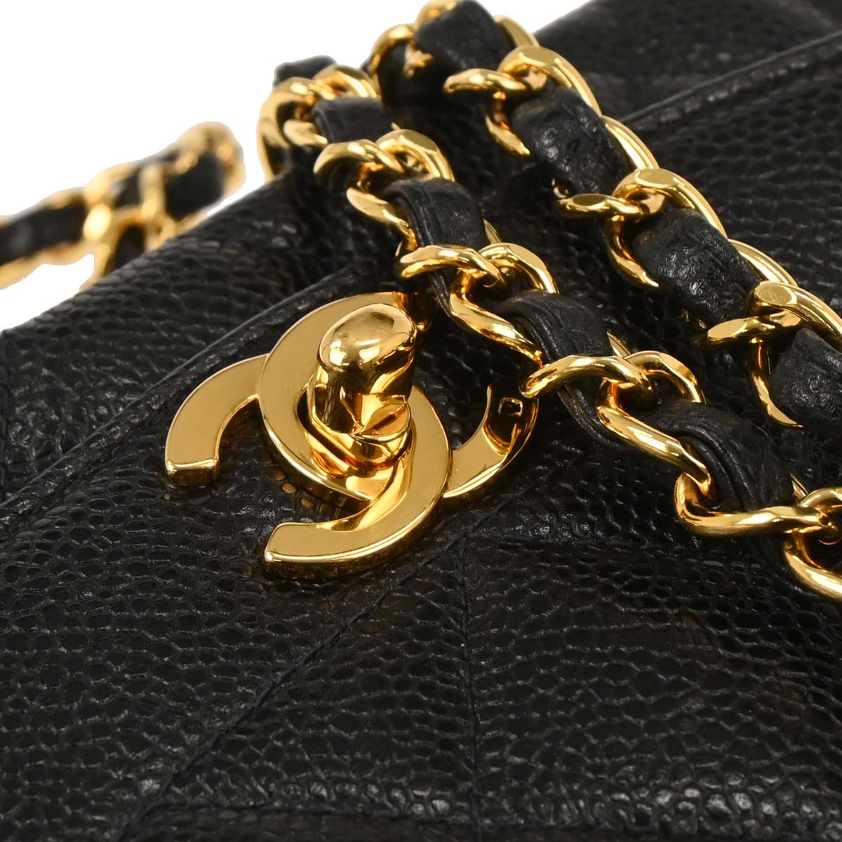 Chanel 1991-1994 Black Caviar Small Diana Shoulder Bag