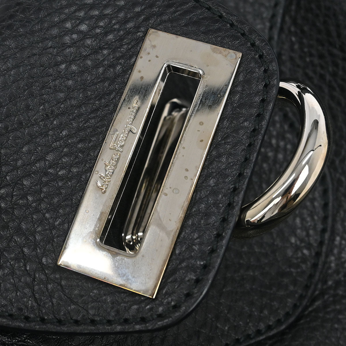 Salvatore Ferragamo Black Gancini Handbag
