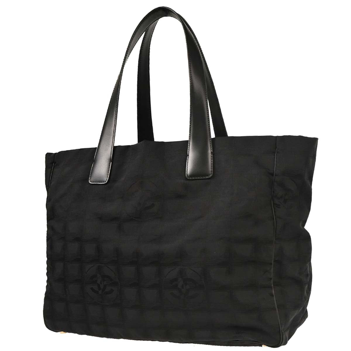 Chanel 2004-2005 Black Jacquard Nylon Travel Line Tote Handbag
