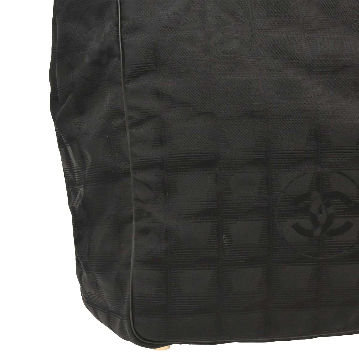 Chanel 2004-2005 Black Jacquard Nylon Travel Line Tote Handbag
