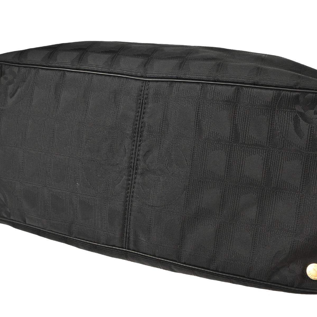 Chanel 2004-2005 Black Jacquard Nylon Travel Line Tote Handbag