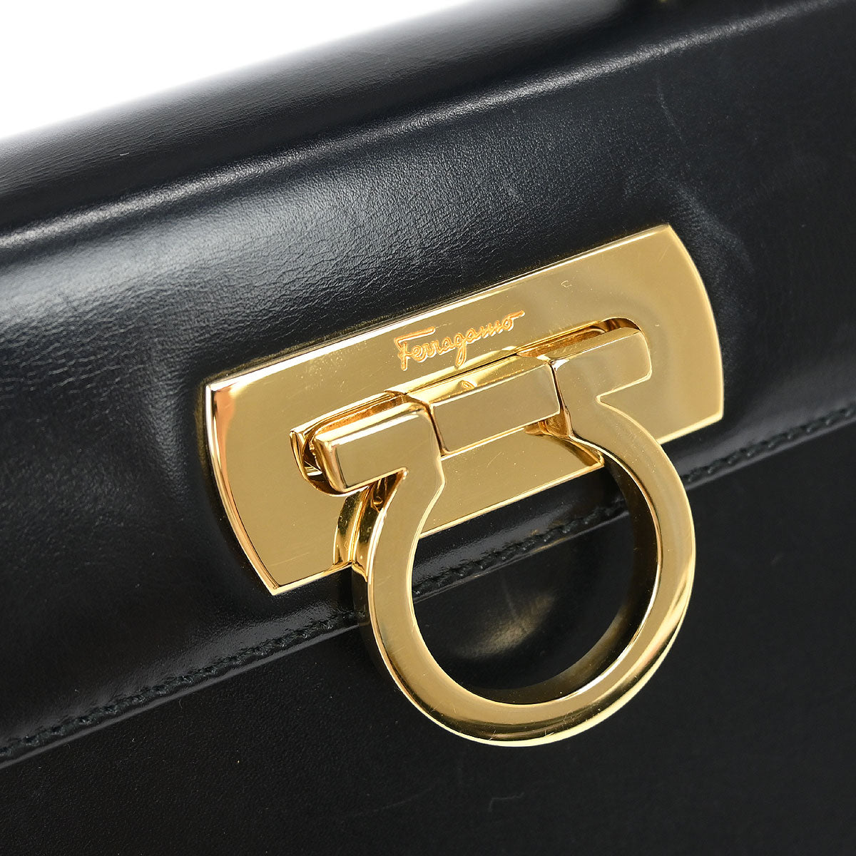 Salvatore Ferragamo Black Gancini 2way Shoulder Handbag
