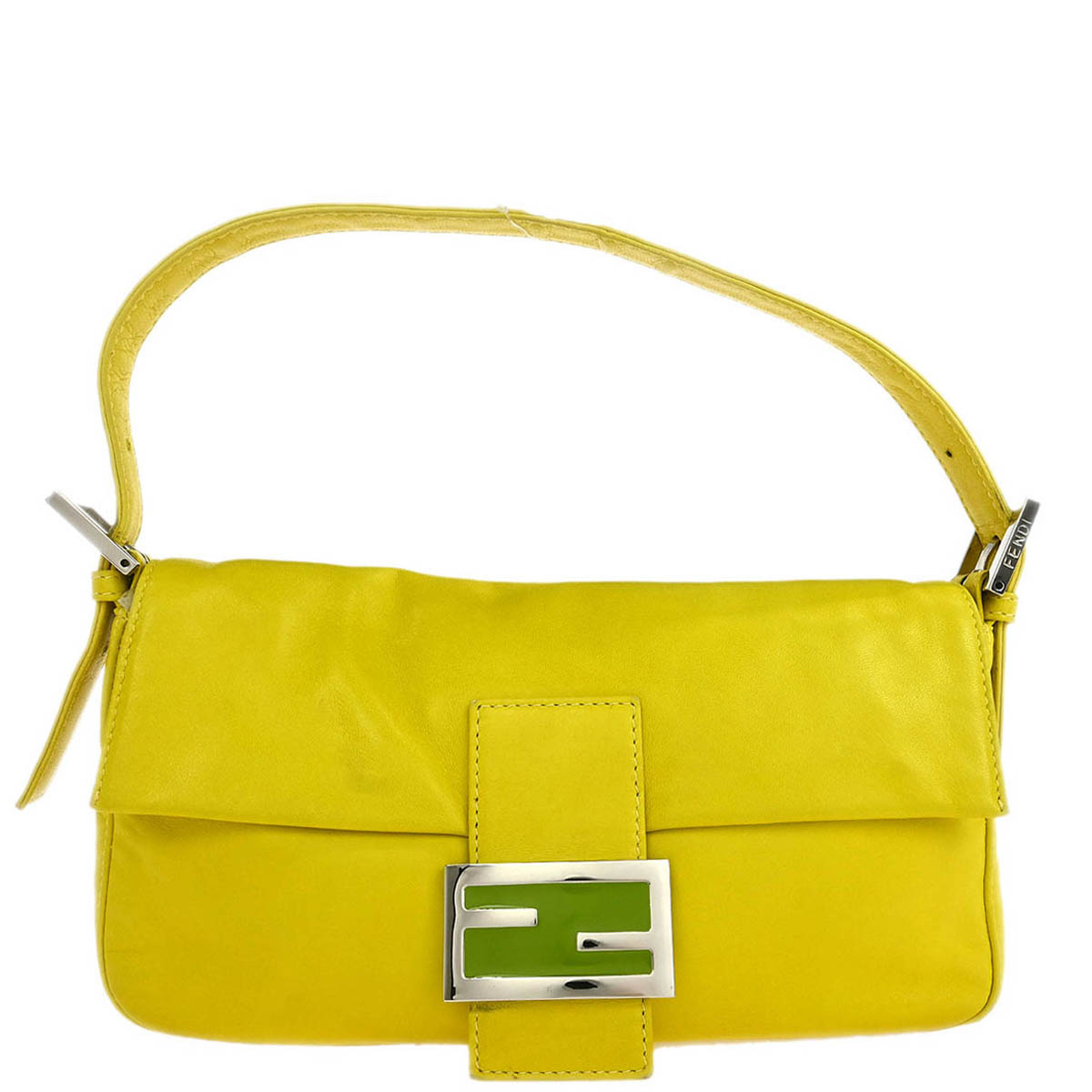 Fendi Yellow Leather Baguette Handbag