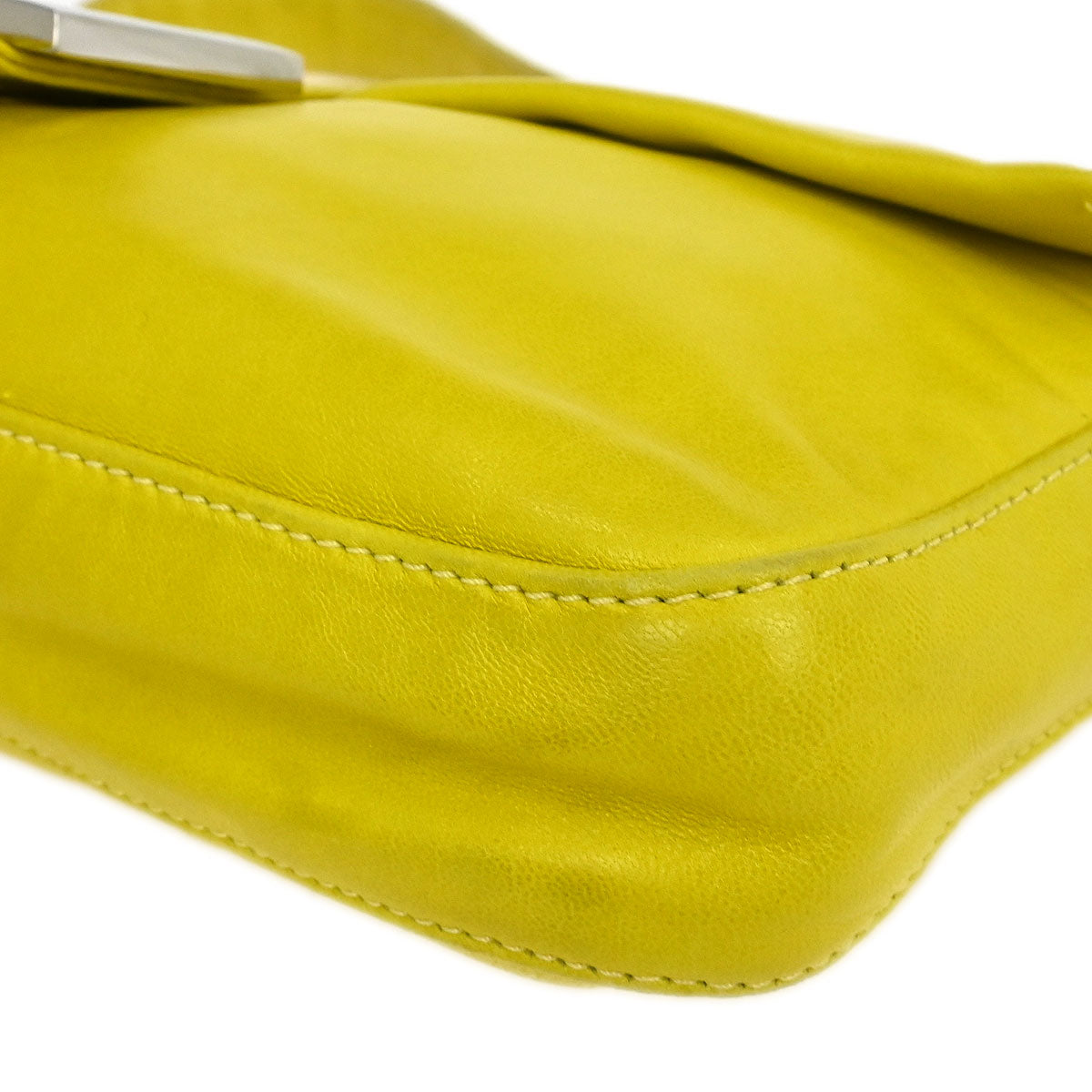 Fendi Yellow Leather Baguette Handbag