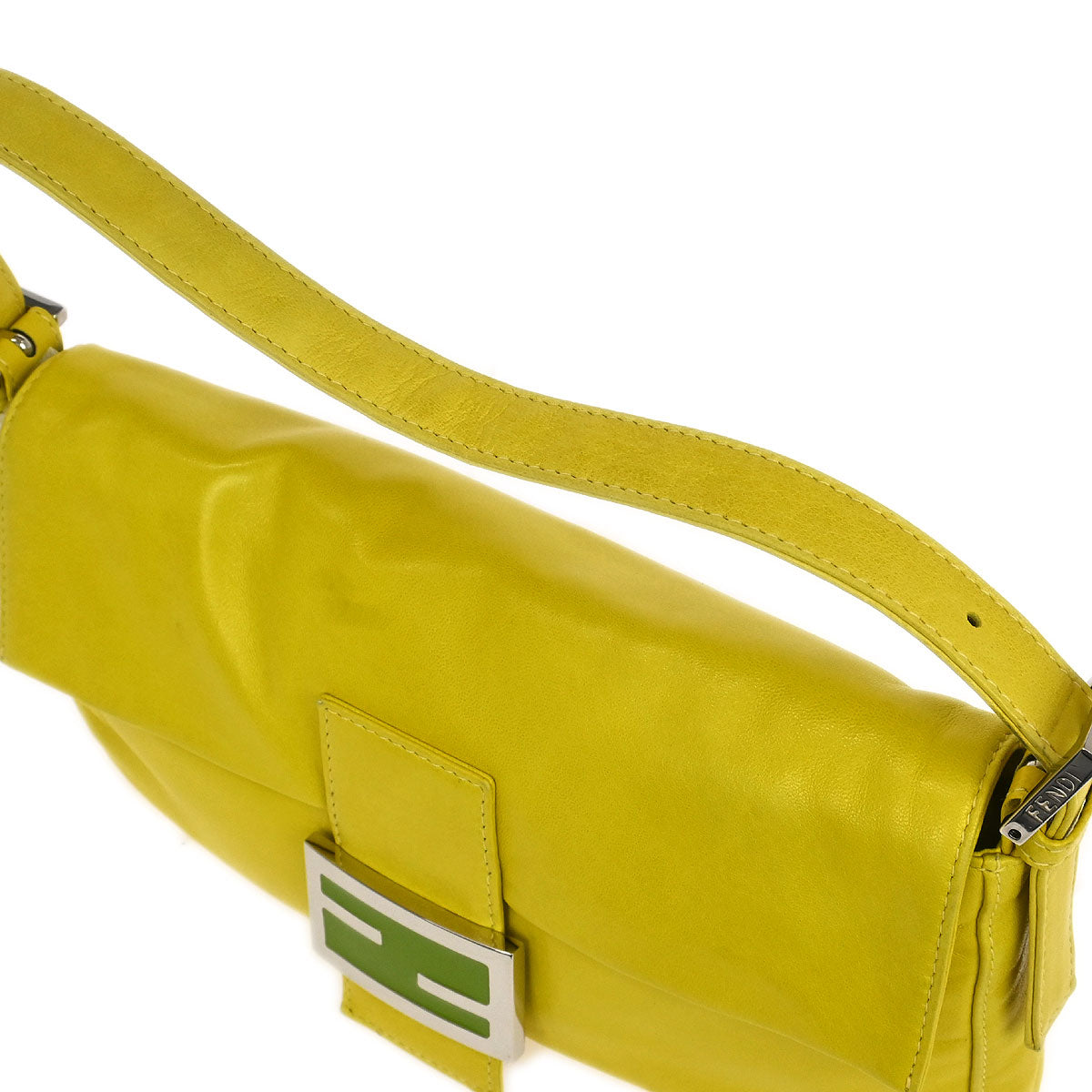 Fendi Yellow Leather Baguette Handbag