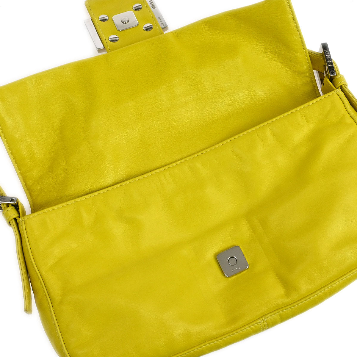 Fendi Yellow Leather Baguette Handbag