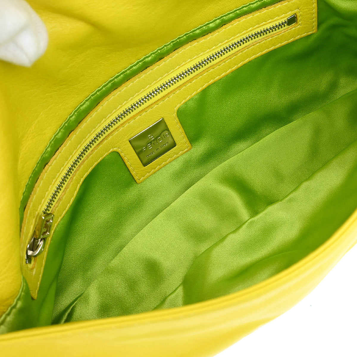 Fendi Yellow Leather Baguette Handbag