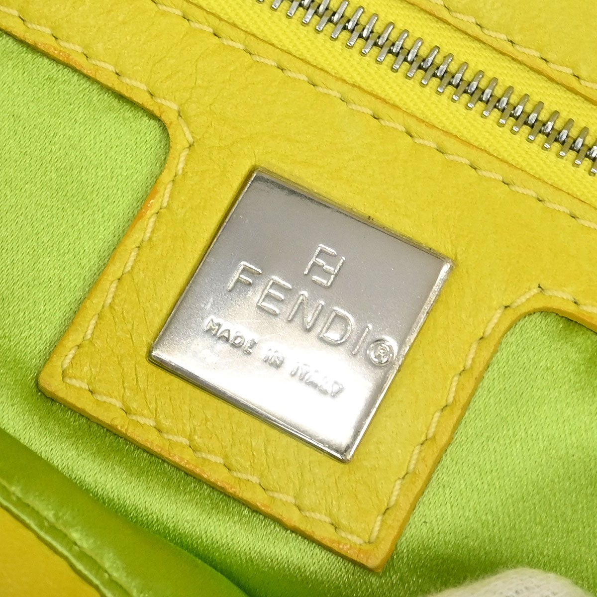 Fendi Yellow Leather Baguette Handbag