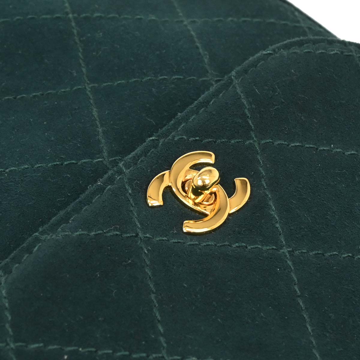 Chanel 1997-1999 Dark Green Suede Handbag