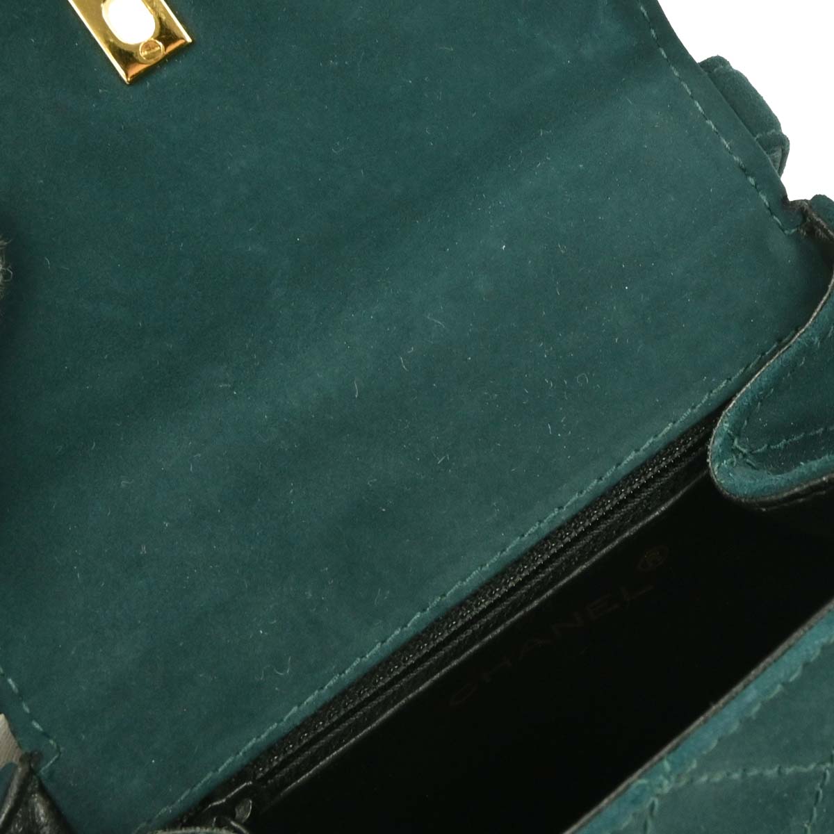 Chanel 1997-1999 Dark Green Suede Handbag