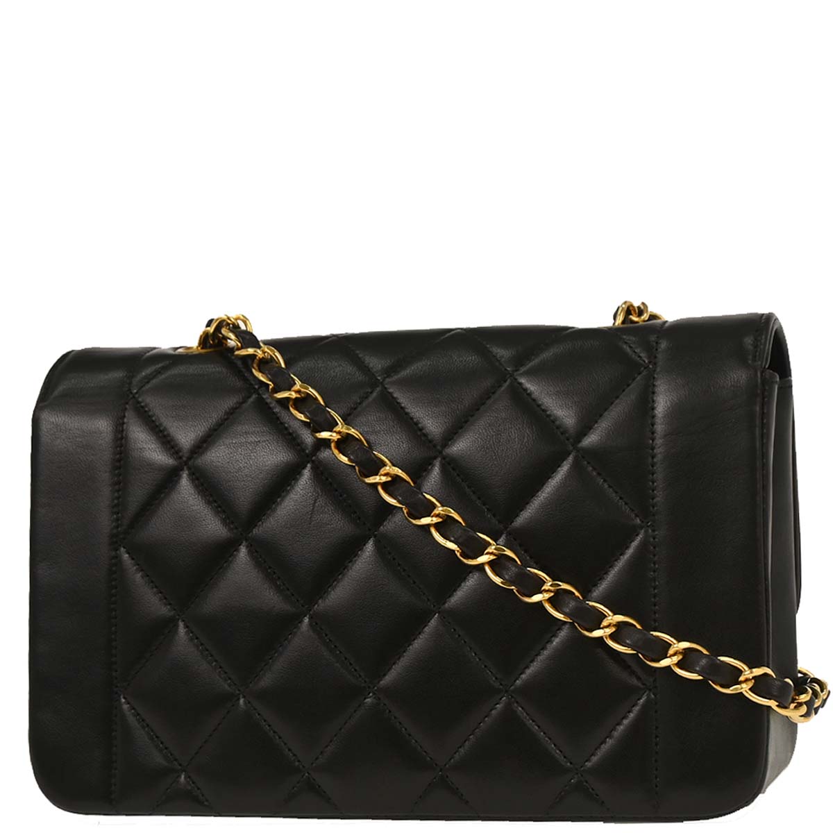 Chanel 1994-1996 Black Lambskin Small Diana Shoulder Bag