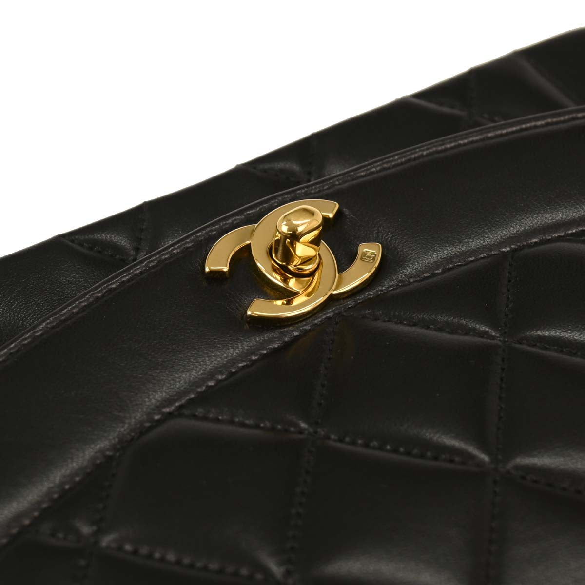 Chanel 1994-1996 Black Lambskin Small Diana Shoulder Bag