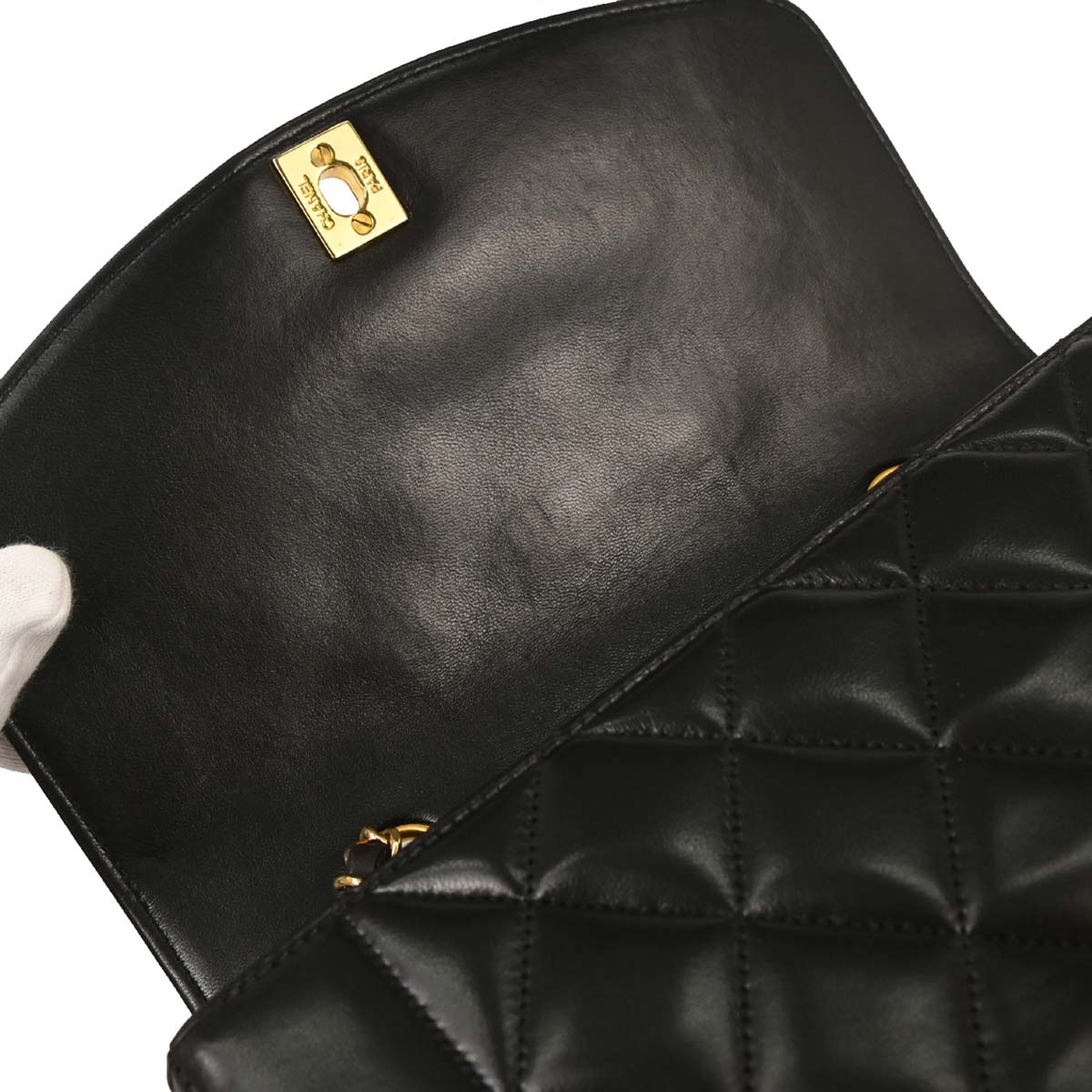 Chanel 1994-1996 Black Lambskin Small Diana Shoulder Bag
