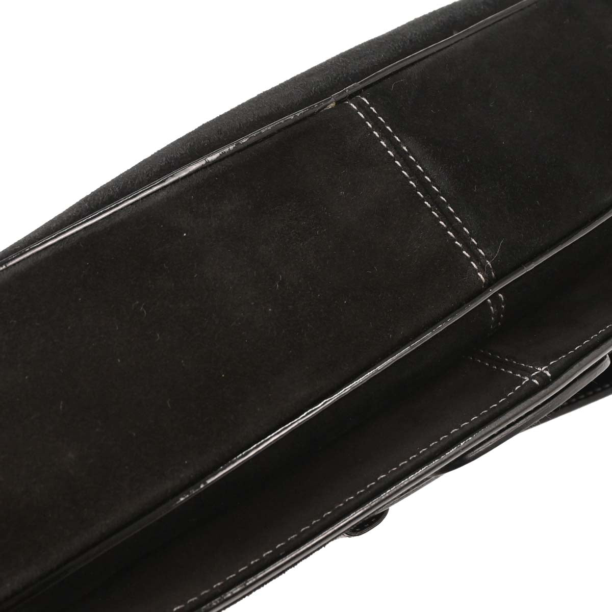 Salvatore Ferragamo Black Suede Vara Handbag