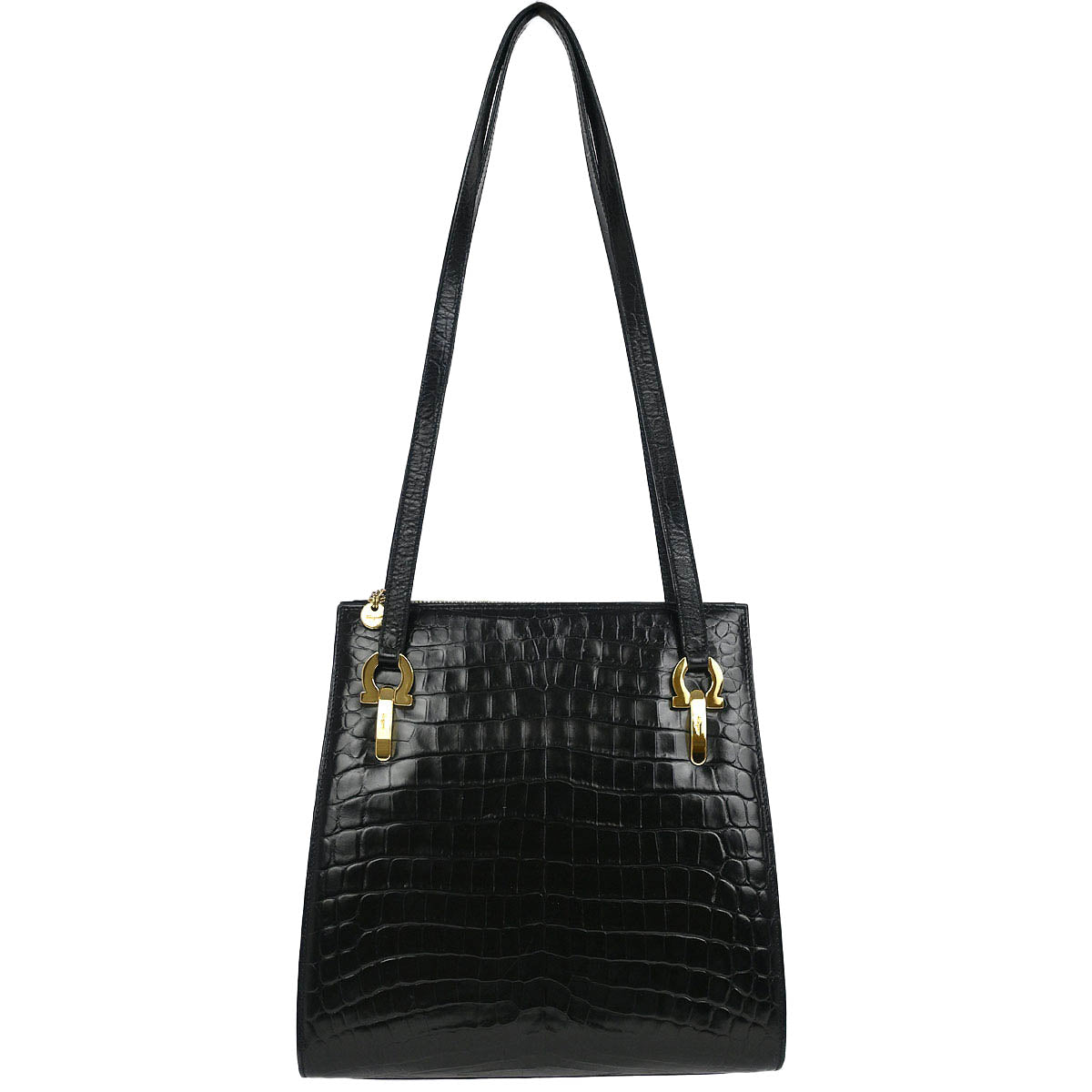 Salvatore Ferragamo Black Gancini Shoulder Bag