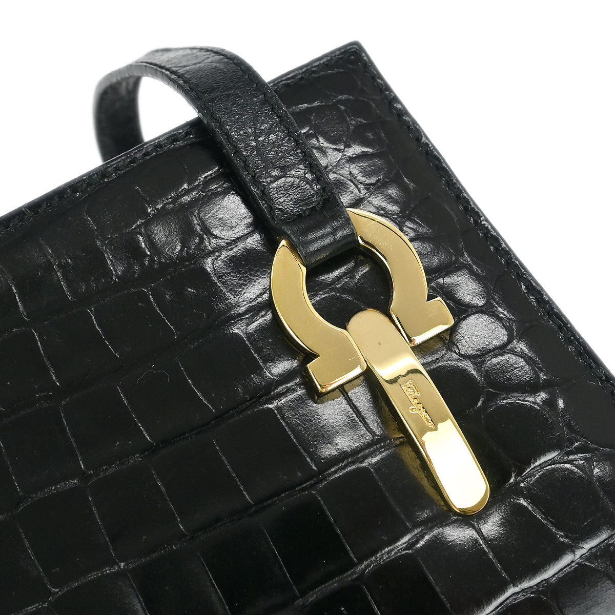 Salvatore Ferragamo Black Gancini Shoulder Bag