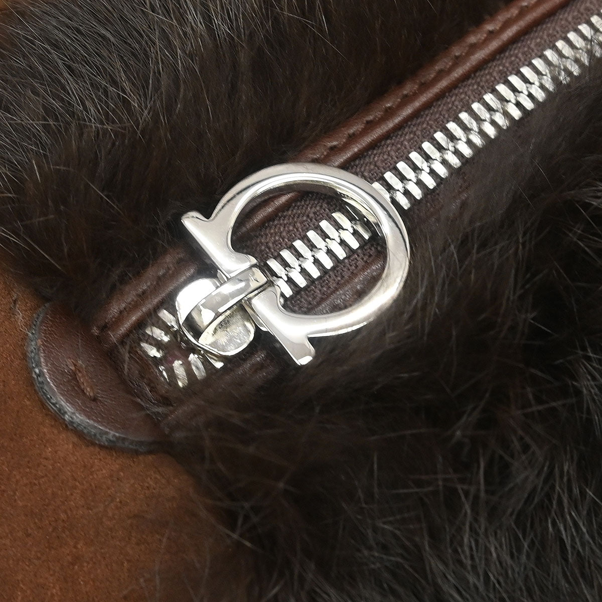 Salvatore Ferragamo * Brown Suede Gancini Handbag