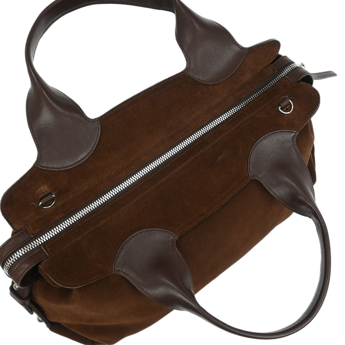Salvatore Ferragamo * Brown Suede Gancini Handbag