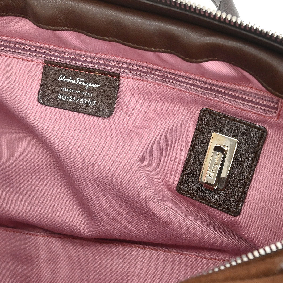 Salvatore Ferragamo * Brown Suede Gancini Handbag