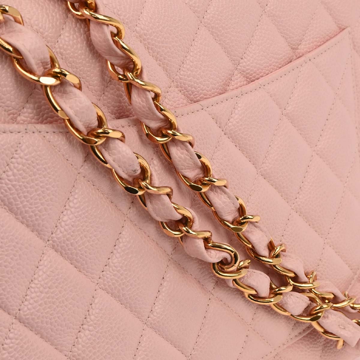 Chanel 2001-2003 Pink Caviar Jumbo Classic Flap Shoulder Bag