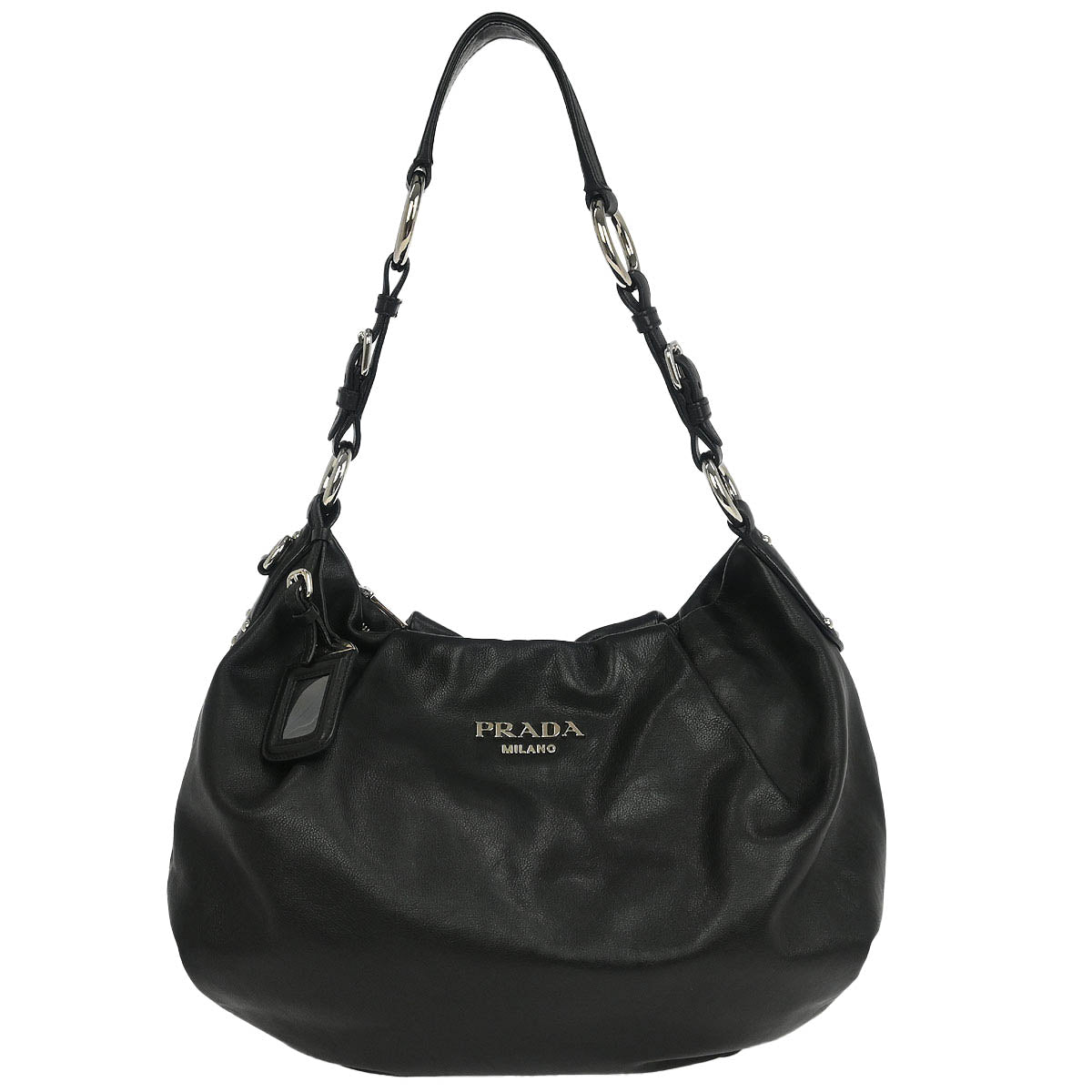 Prada Black Leather Hobo Handbag