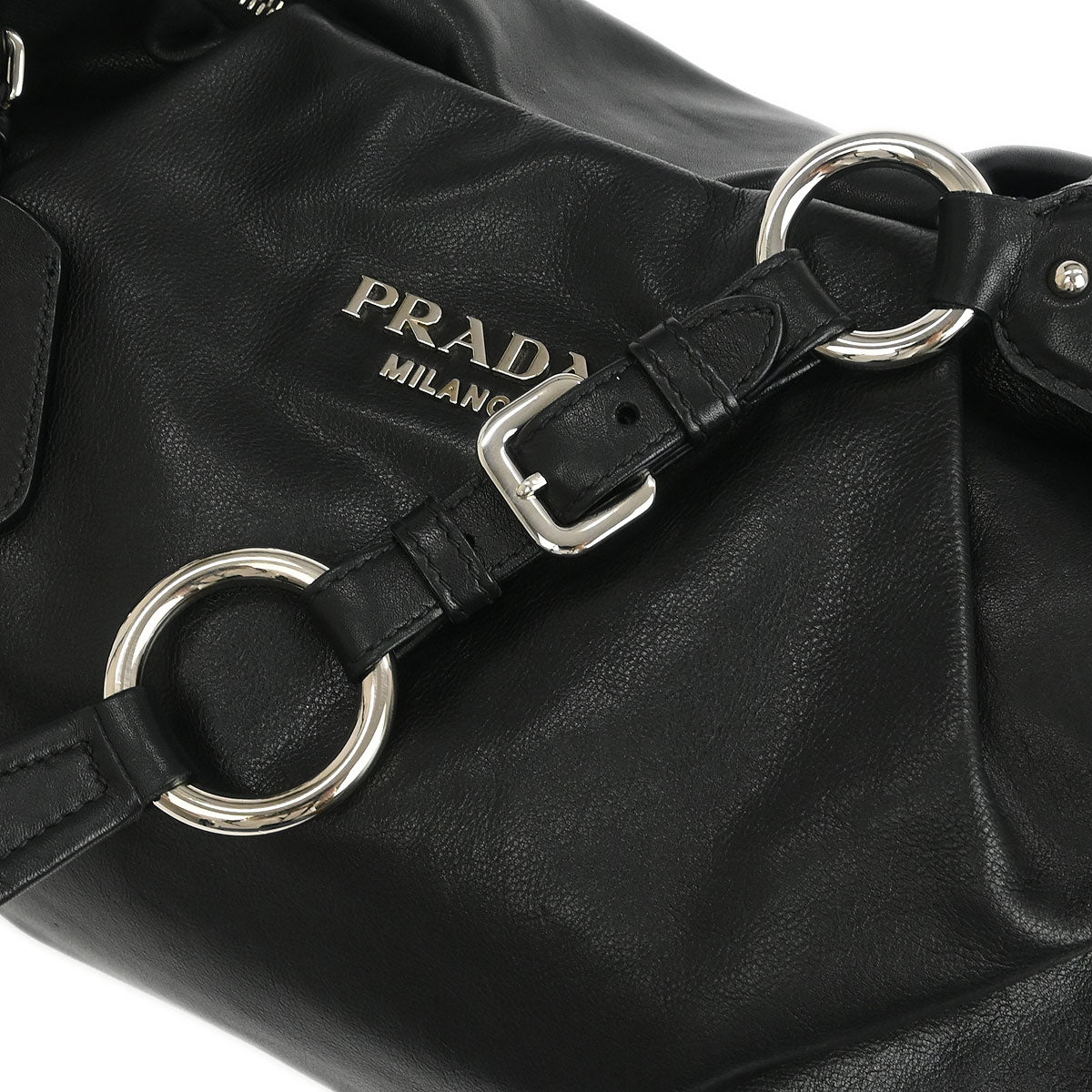 Prada Black Leather Hobo Handbag