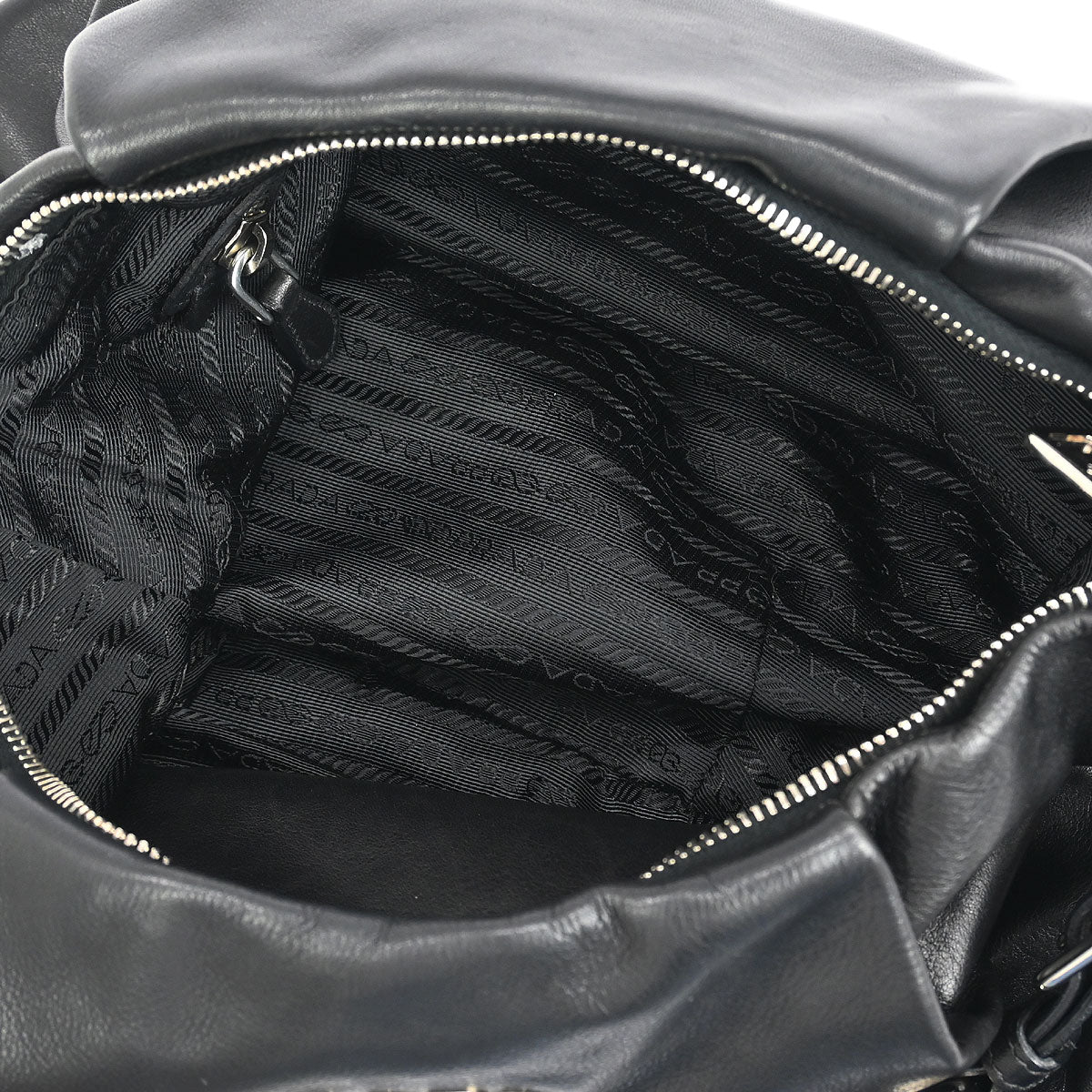Prada Black Leather Hobo Handbag