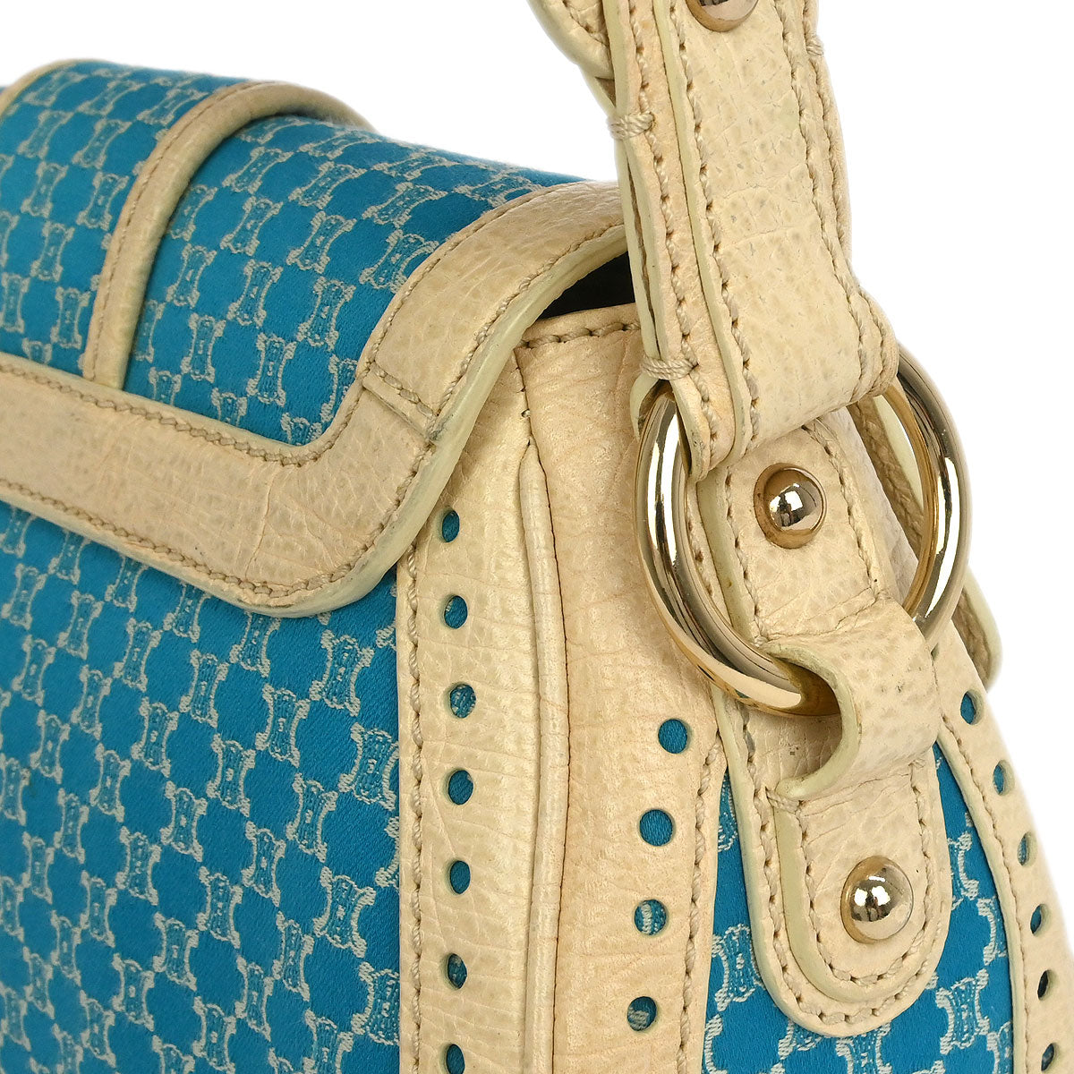 Celine Blue Canvas Macadam Handbag