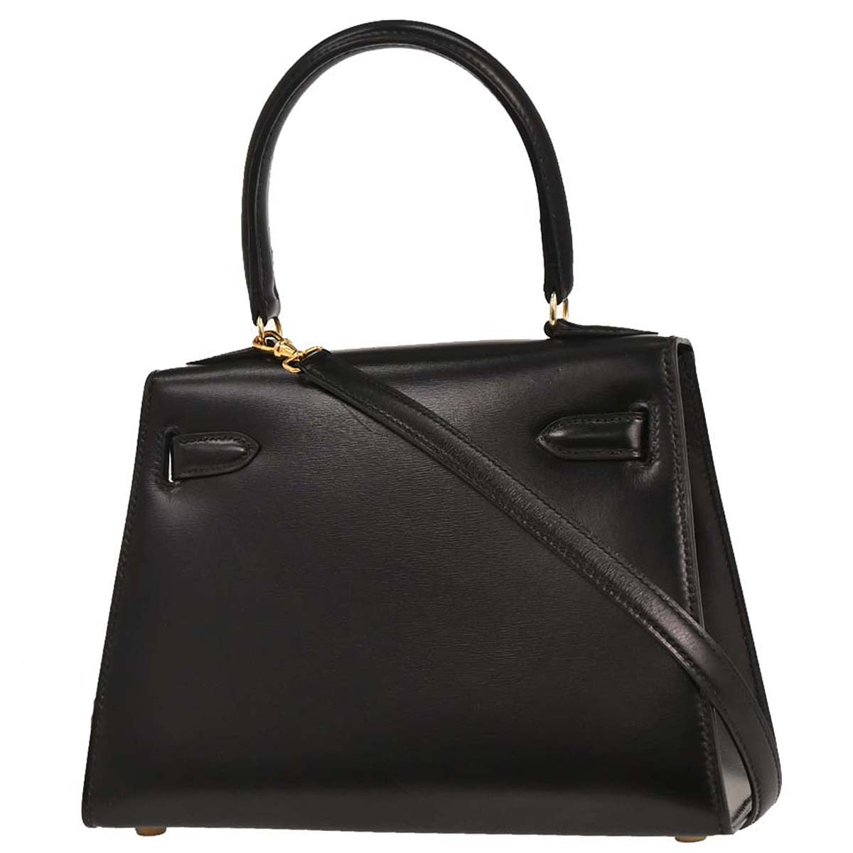 Hermes Black Box Calf Mini Kelly 20 2way Shoulder Sellier Handbag