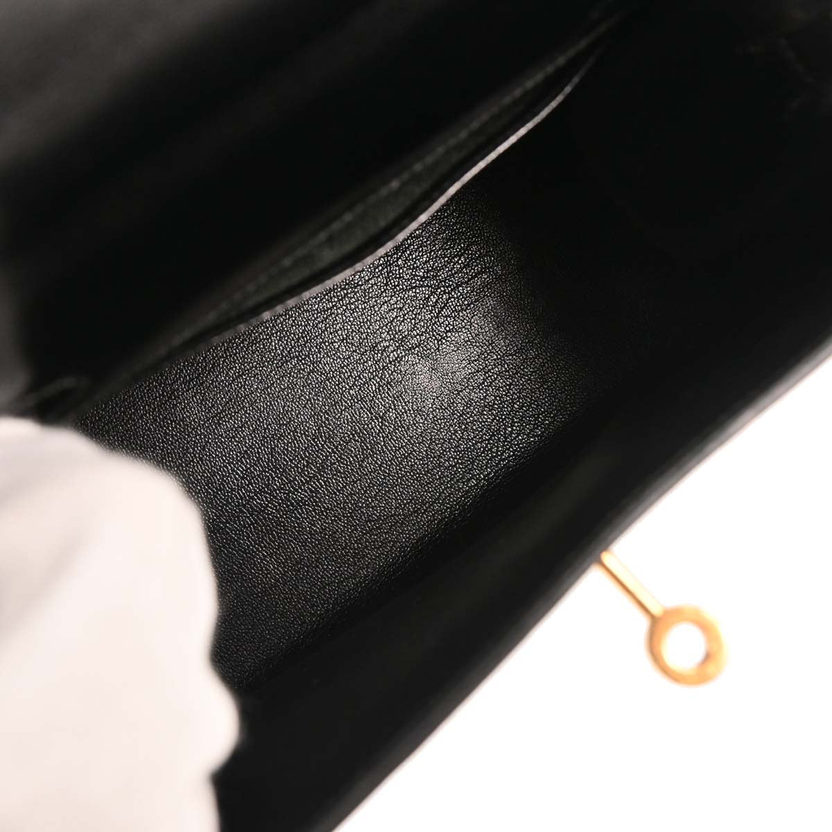 Hermes Black Box Calf Mini Kelly 20 2way Shoulder Sellier Handbag
