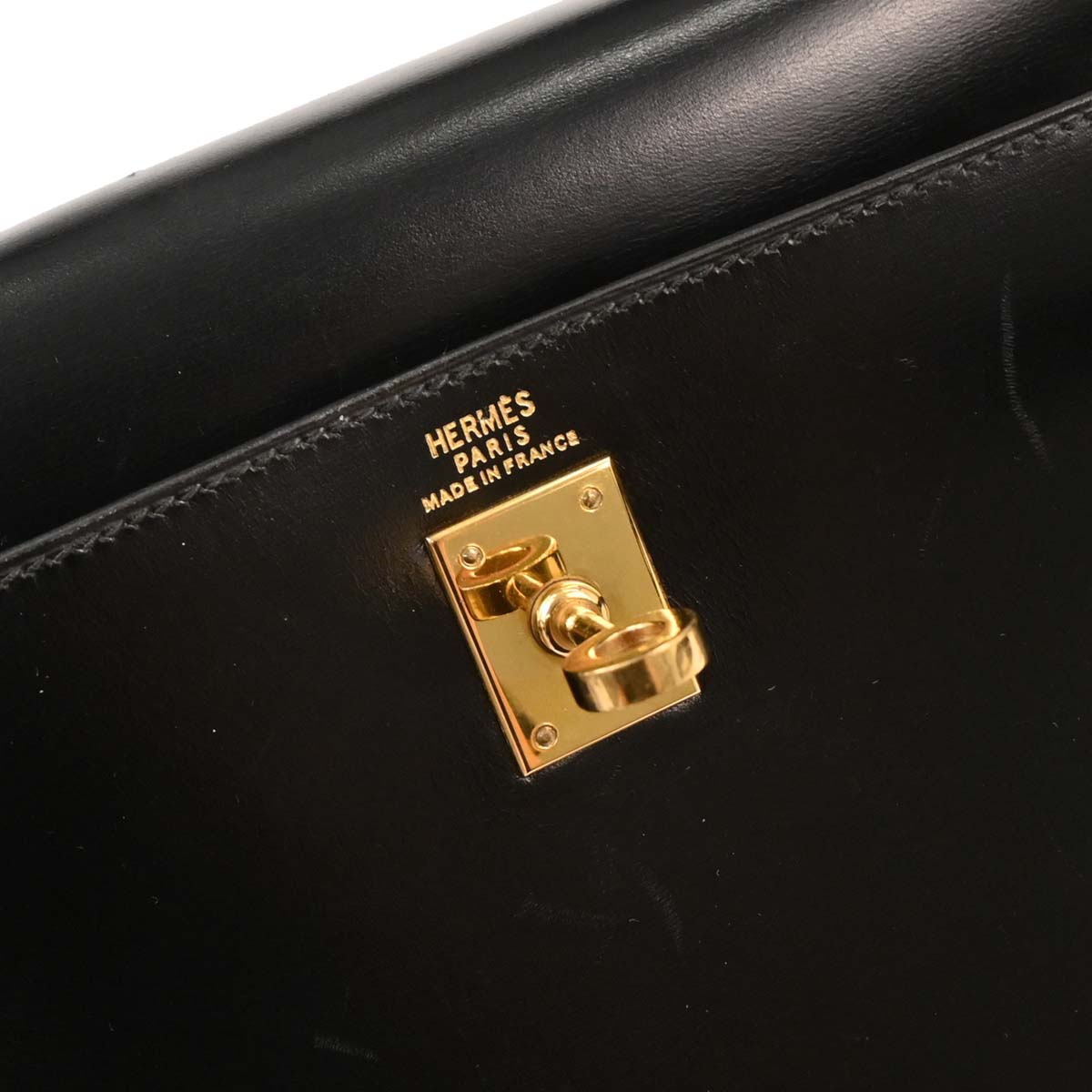 Hermes Black Box Calf Mini Kelly 20 2way Shoulder Sellier Handbag