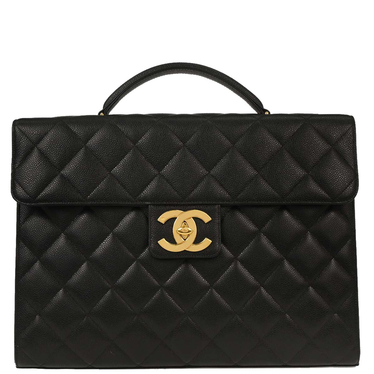 Chanel Black Caviar Briefcase Business Handbag