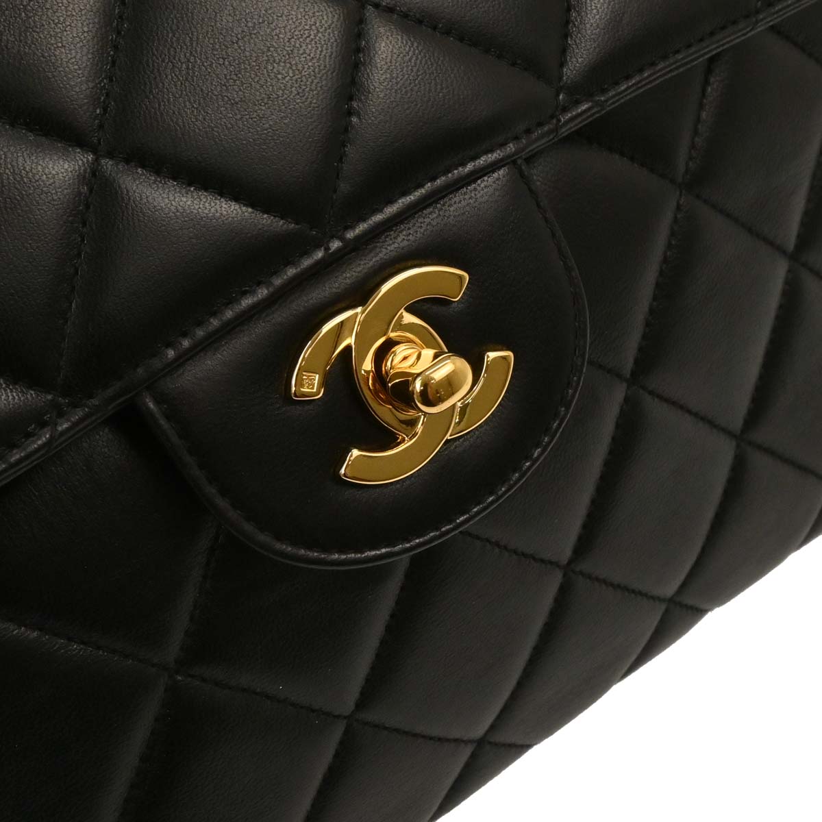 Chanel 1996-1997 Black Lambskin Double Sided Flap Shoulder Bag