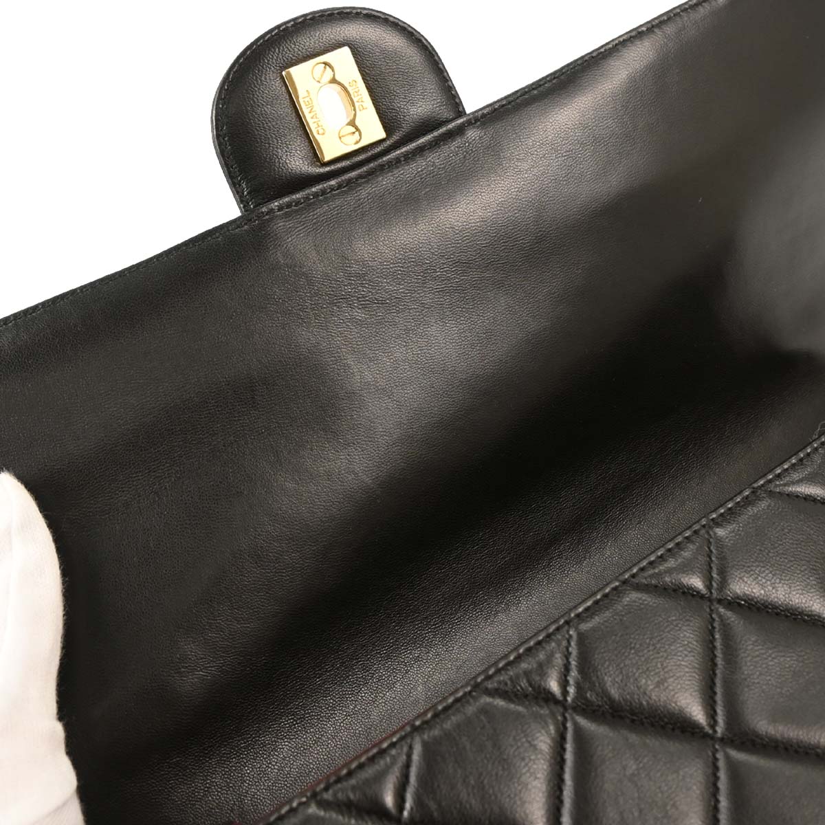 Chanel 1996-1997 Black Lambskin Double Sided Flap Shoulder Bag