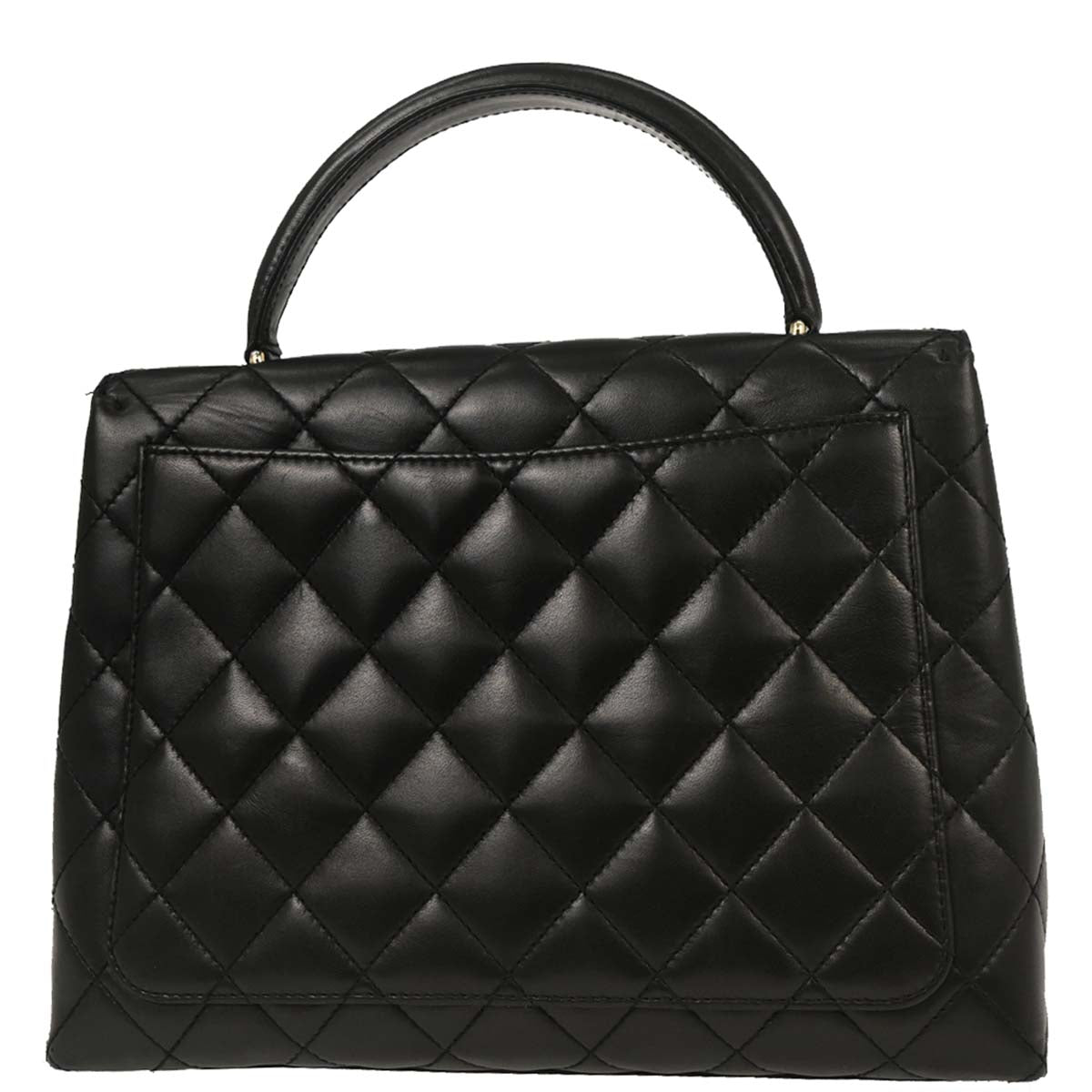 Chanel 1997-1999 Black Lambskin Kelly Top Handle Handbag