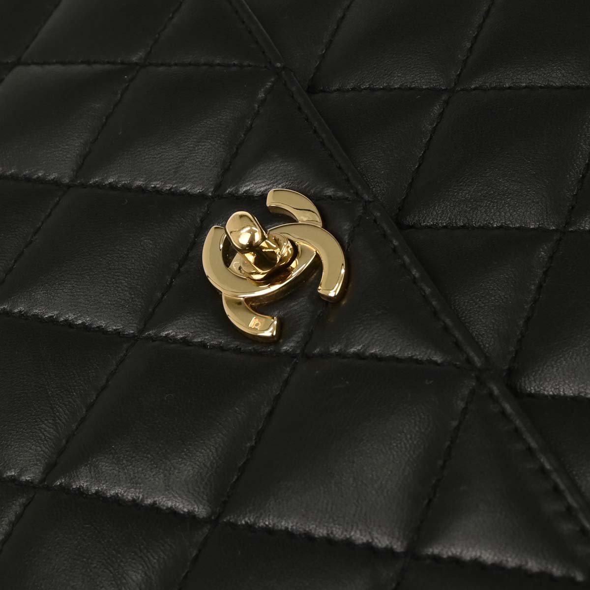 Chanel 1997-1999 Black Lambskin Kelly Top Handle Handbag