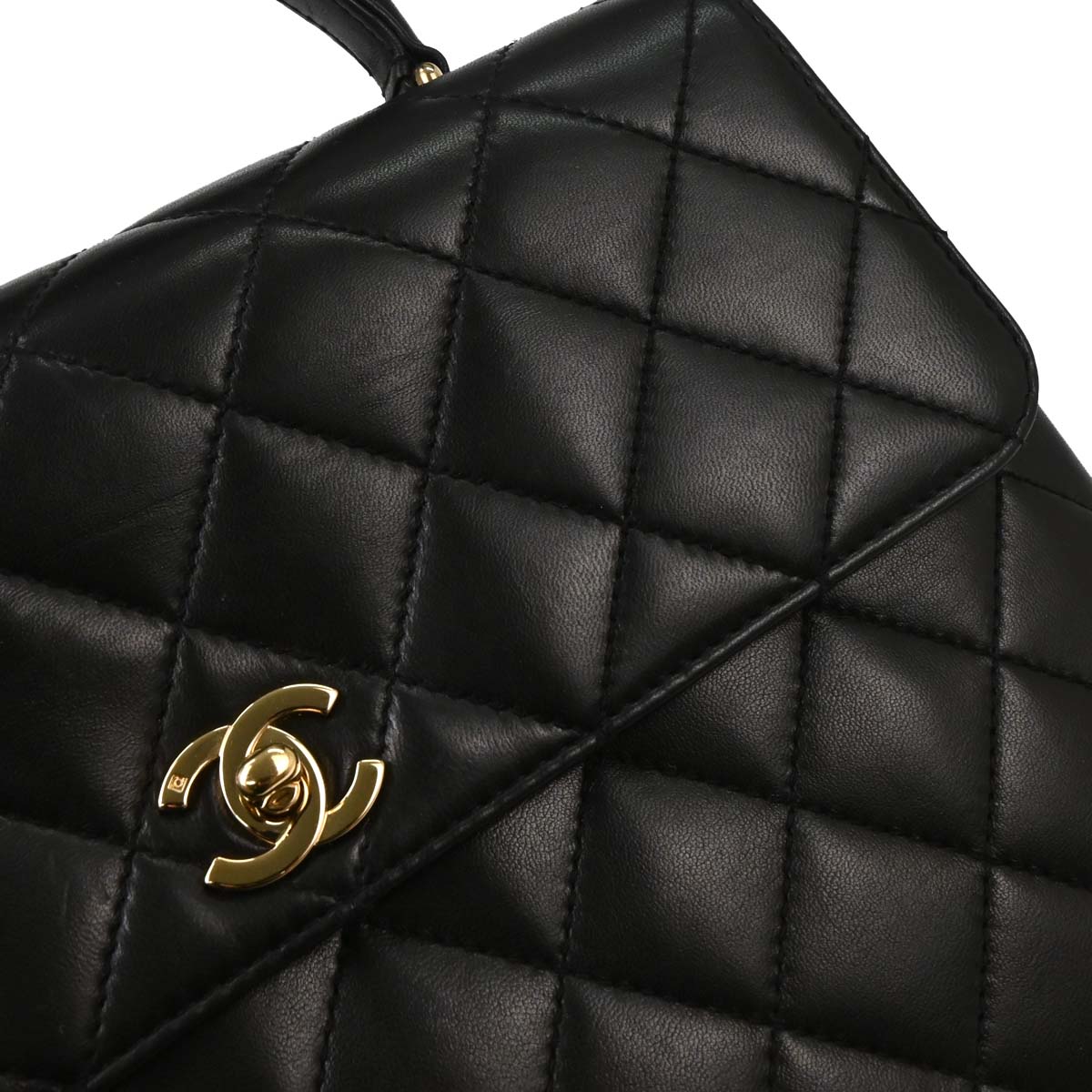 Chanel 1997-1999 Black Lambskin Kelly Top Handle Handbag