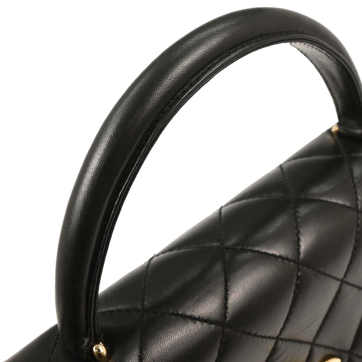 Chanel 1997-1999 Black Lambskin Kelly Top Handle Handbag