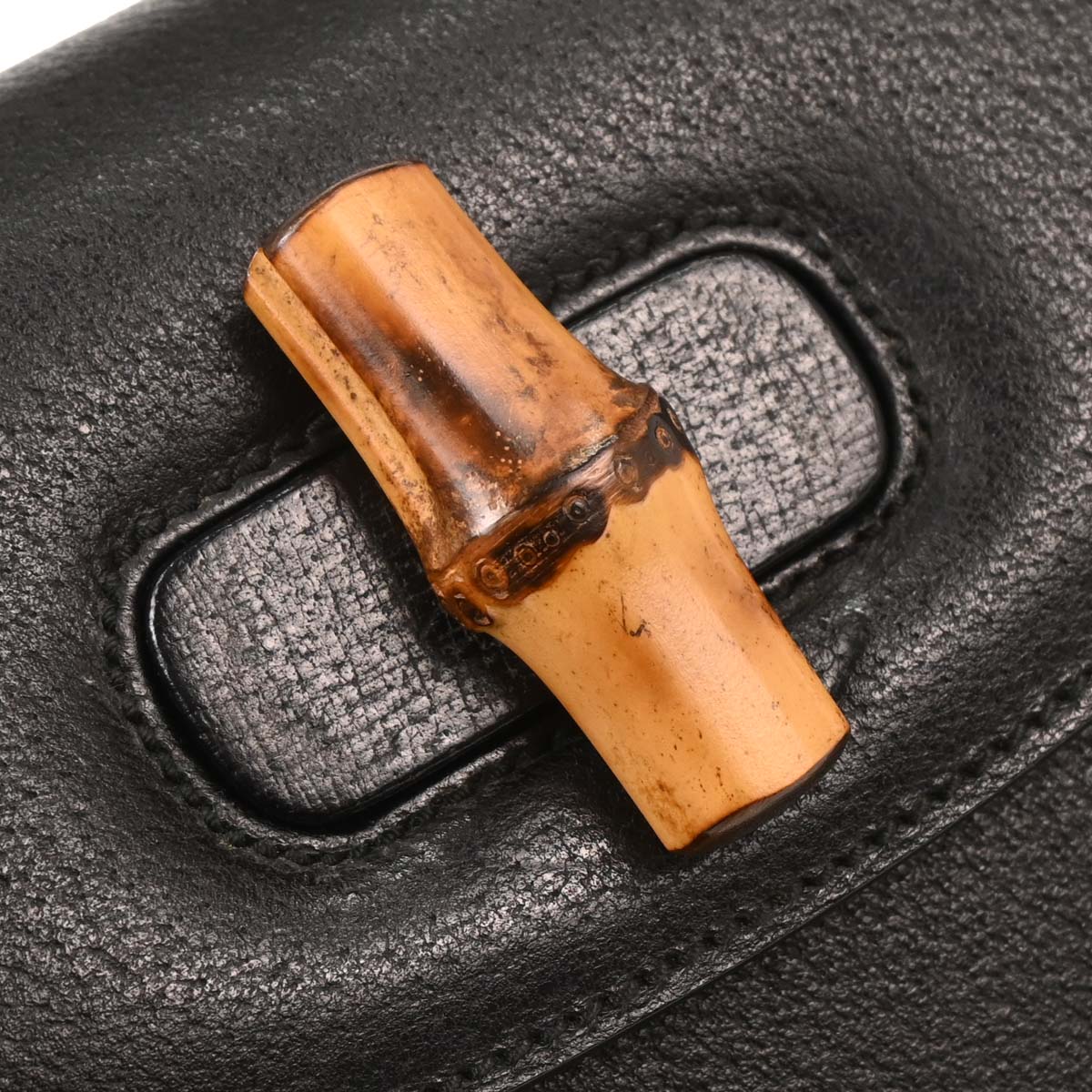 Gucci Black Pigskin Bamboo 2way Shoulder Handbag