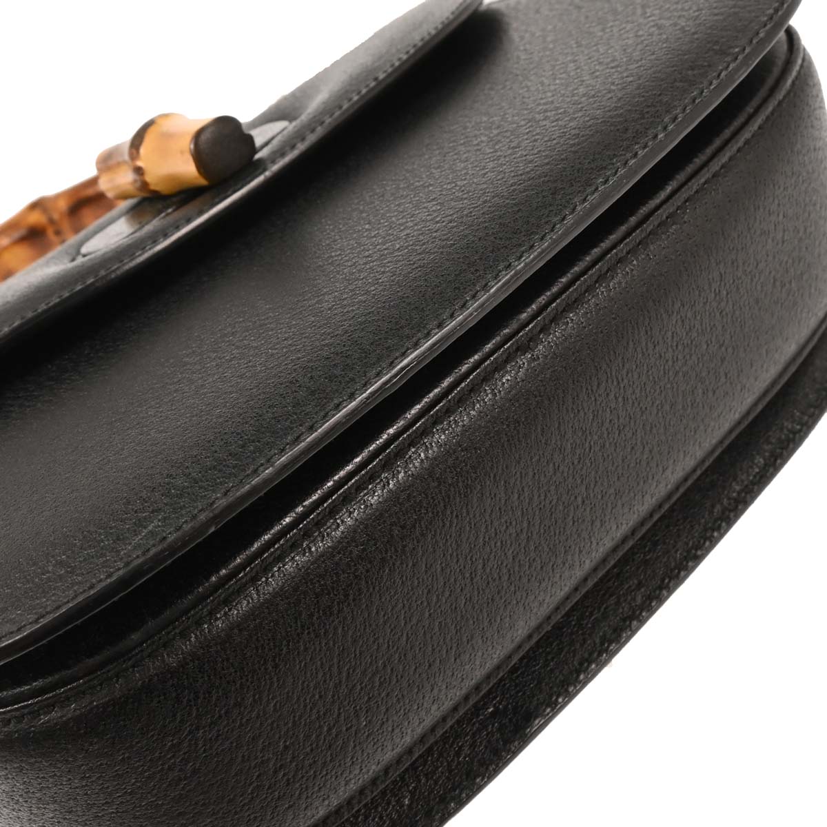 Gucci Black Pigskin Bamboo 2way Shoulder Handbag