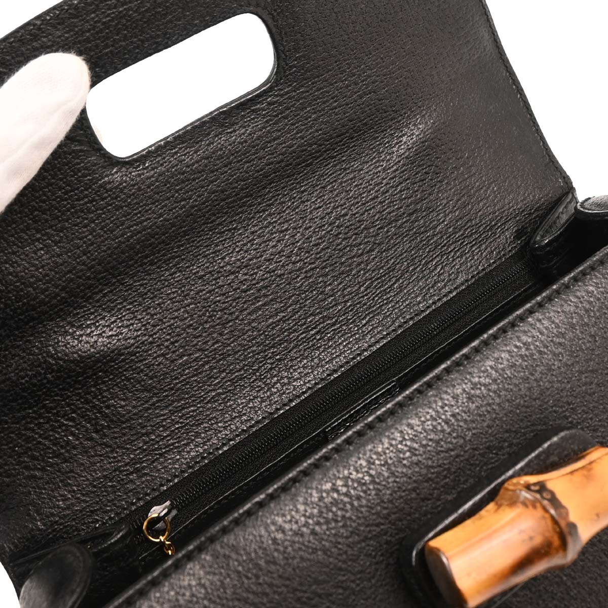Gucci Black Pigskin Bamboo 2way Shoulder Handbag